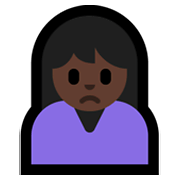 Émoji 🙍🏿‍♀️ Femme Fronçant Les Sourcils : Peau Foncée sur Microsoft Windows 11.