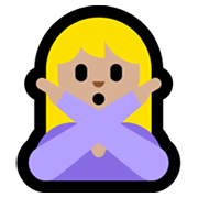 Emoji 🙅🏼‍♀️ Donna Con Gesto Di Rifiuto: Carnagione Abbastanza Chiara su Microsoft Windows 11.