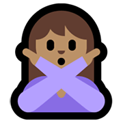 🙅🏽‍♀️ Emoji Mulher Fazendo Gesto De «não»: Pele Morena na Microsoft Windows 11.