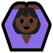 🙆🏿‍♀️ Emoji Frau mit Händen auf dem Kopf: dunkle Hautfarbe Microsoft Windows 11.