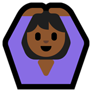 🙆🏾‍♀️ Emoji Frau mit Händen auf dem Kopf: mitteldunkle Hautfarbe Microsoft Windows 11.