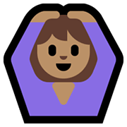 🙆🏽‍♀️ Emoji Frau mit Händen auf dem Kopf: mittlere Hautfarbe Microsoft Windows 11.