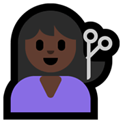 Émoji 💇🏿‍♀️ Femme Qui Se Fait Couper Les Cheveux : Peau Foncée sur Microsoft Windows 11.