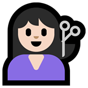 Émoji 💇🏻‍♀️ Femme Qui Se Fait Couper Les Cheveux : Peau Claire sur Microsoft Windows 11.