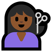 Émoji 💇🏾‍♀️ Femme Qui Se Fait Couper Les Cheveux : Peau Mate sur Microsoft Windows 11.