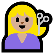 💇🏼‍♀️ Emoji Mujer Cortándose El Pelo: Tono De Piel Claro Medio en Microsoft Windows 11.