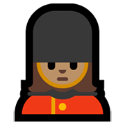 Emoji 💂🏽‍♀️ Guardia Donna: Carnagione Olivastra su Microsoft Windows 11.