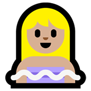 🧖🏼‍♀️ Emoji Frau in Dampfsauna: mittelhelle Hautfarbe Microsoft Windows 11.