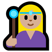 Emoji 🧙🏼‍♀️ Maga: Carnagione Abbastanza Chiara su Microsoft Windows 11.