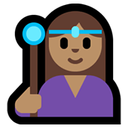 🧙🏽‍♀️ Emoji Maga: Tono De Piel Medio en Microsoft Windows 11.