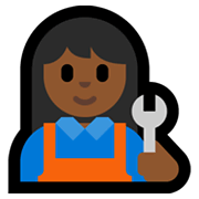 Emoji 👩🏾‍🔧 Meccanico Donna: Carnagione Abbastanza Scura su Microsoft Windows 11.
