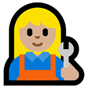 Emoji 👩🏼‍🔧 Meccanico Donna: Carnagione Abbastanza Chiara su Microsoft Windows 11.