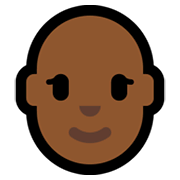 👩🏾‍🦲 Emoji Mujer: Tono De Piel Oscuro Medio Y Sin Pelo en Microsoft Windows 11.