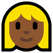 Emoji 👱🏾‍♀️ Donna Bionda: Carnagione Abbastanza Scura su Microsoft Windows 11.