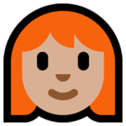 Émoji 👩🏼‍🦰 Femme : Peau Moyennement Claire Et Cheveux Roux sur Microsoft Windows 11.