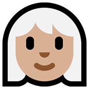 👩🏼‍🦳 Emoji Mulher: Pele Morena Clara E Cabelo Branco na Microsoft Windows 11.