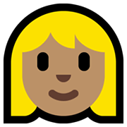 👱🏽‍♀️ Emoji Mulher: Pele Morena E Cabelo Loiro na Microsoft Windows 11.