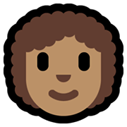 👩🏽‍🦱 Emoji Mulher: Pele Morena E Cabelo Cacheado na Microsoft Windows 11.