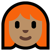 👩🏽‍🦰 Emoji Frau: mittlere Hautfarbe, rotes Haar Microsoft Windows 11.