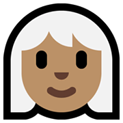 Emoji 👩🏽‍🦳 Donna: Carnagione Olivastra E Capelli Bianchi su Microsoft Windows 11.