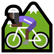 🚵🏿‍♀️ Emoji Mujer En Bicicleta De Montaña: Tono De Piel Oscuro en Microsoft Windows 11.