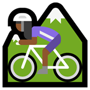 🚵🏾‍♀️ Emoji Mulher Fazendo Mountain Bike: Pele Morena Escura na Microsoft Windows 11.