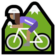 Emoji 🚵🏽‍♀️ Ciclista Donna Di Mountain Bike: Carnagione Olivastra su Microsoft Windows 11.