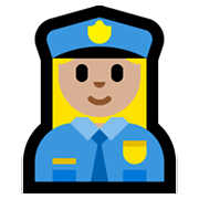 Emoji 👮🏼‍♀️ Poliziotta: Carnagione Abbastanza Chiara su Microsoft Windows 11.