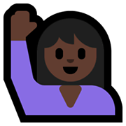 🙋🏿‍♀️ Emoji Mujer Con La Mano Levantada: Tono De Piel Oscuro en Microsoft Windows 11.