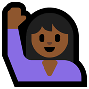 🙋🏾‍♀️ Emoji Mulher Levantando A Mão: Pele Morena Escura na Microsoft Windows 11.