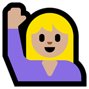 Emoji 🙋🏼‍♀️ Donna Con Mano Alzata: Carnagione Abbastanza Chiara su Microsoft Windows 11.