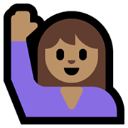 🙋🏽‍♀️ Emoji Frau mit erhobenem Arm: mittlere Hautfarbe Microsoft Windows 11.