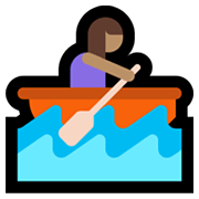 🚣🏽‍♀️ Emoji Mujer Remando En Un Bote: Tono De Piel Medio en Microsoft Windows 11.