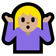 Emoji 🤷🏼‍♀️ Donna Che Scrolla Le Spalle: Carnagione Abbastanza Chiara su Microsoft Windows 11.