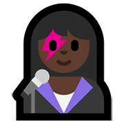 👩🏿‍🎤 Emoji Cantante Mujer: Tono De Piel Oscuro en Microsoft Windows 11.