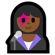👩🏾‍🎤 Emoji Cantora: Pele Morena Escura na Microsoft Windows 11.
