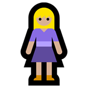 🧍🏼‍♀️ Emoji Mujer De Pie: Tono De Piel Claro Medio en Microsoft Windows 11.