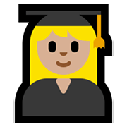 Emoji 👩🏼‍🎓 Studentessa: Carnagione Abbastanza Chiara su Microsoft Windows 11.