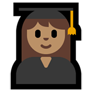 👩🏽‍🎓 Emoji Studentin: mittlere Hautfarbe Microsoft Windows 11.