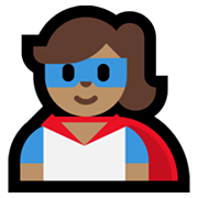 🦸🏽‍♀️ Emoji Super-heroína: Pele Morena na Microsoft Windows 11.