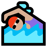 🏊🏼‍♀️ Emoji Mulher Nadando: Pele Morena Clara na Microsoft Windows 11.