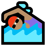 Emoji 🏊🏽‍♀️ Nuotatrice: Carnagione Olivastra su Microsoft Windows 11.
