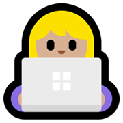 Emoji 👩🏼‍💻 Tecnologa: Carnagione Abbastanza Chiara su Microsoft Windows 11.