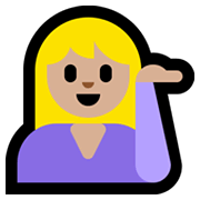 Emoji 💁🏼‍♀️ Donna Con Suggerimento: Carnagione Abbastanza Chiara su Microsoft Windows 11.