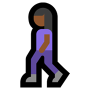 🚶🏾‍♀️ Emoji Mujer Caminando: Tono De Piel Oscuro Medio en Microsoft Windows 11.