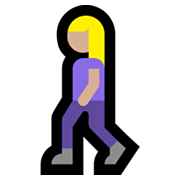 Emoji 🚶🏼‍♀️ Donna Che Cammina: Carnagione Abbastanza Chiara su Microsoft Windows 11.