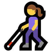 Emoji 👩‍🦯 Donna Con Bastone Bianco Di Orientamento su Microsoft Windows 11.