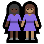 👩🏿‍🤝‍👩🏽 Emoji Duas Mulheres De Mãos Dadas: Pele Escura E Pele Morena na Microsoft Windows 11.