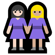 Émoji 👩🏻‍🤝‍👩🏼 Deux Femmes Se Tenant La Main : Peau Claire Et Peau Moyennement Claire sur Microsoft Windows 11.
