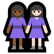 Emoji 👩🏾‍🤝‍👩🏻 Due Donne Che Si Tengono Per Mano: Carnagione Abbastanza Scura E Carnagione Chiara su Microsoft Windows 11.